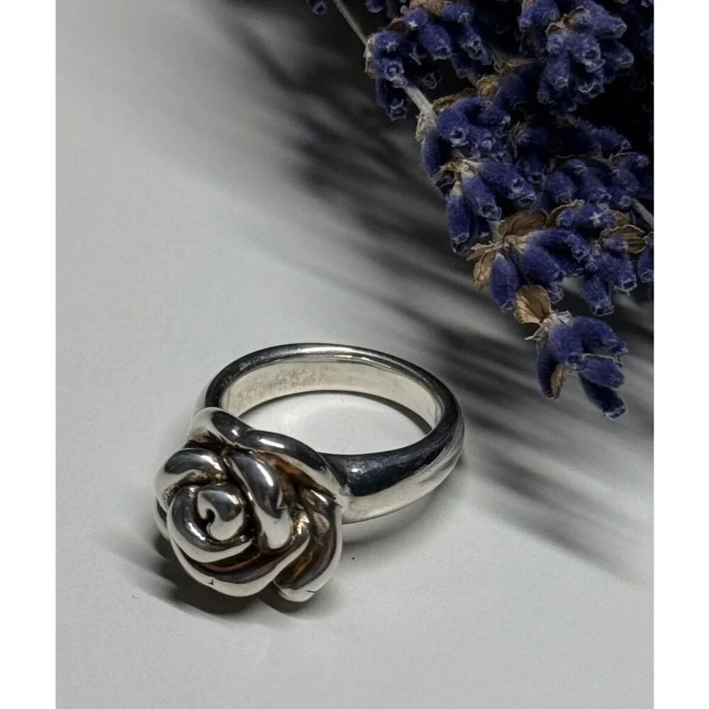 925 STERLING SILVER ROSE RING SIZE 7